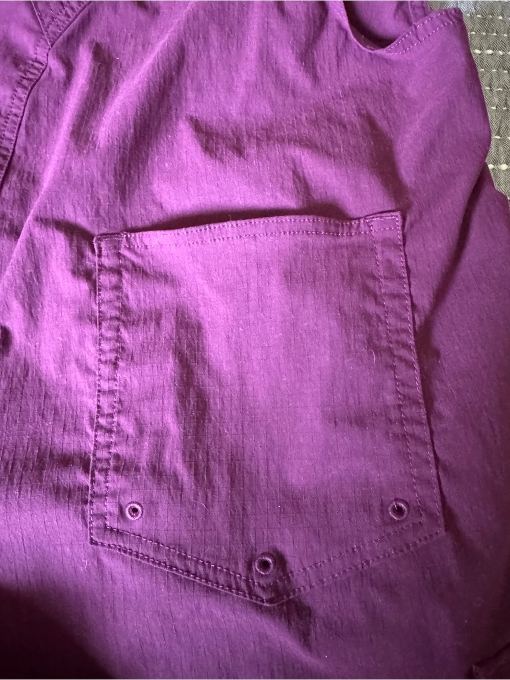 Duluth Trading co Heirloom Gardening Short Overalls Berry color - Picture 9 of 13